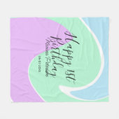 Happy 1st birthday pink green blue acrylic pour fleece deken (Voorkant (Horizontaal))