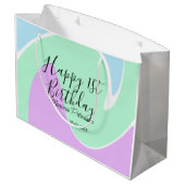 Happy 1st birthday pink green blue acrylic pour  groot cadeauzakje (Achterkant Gekanteld)