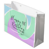 Happy 1st birthday pink green blue acrylic pour  groot cadeauzakje (Voorkant Gekanteld)