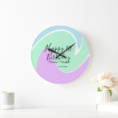 Happy 1st birthday pink green blue acrylic pour  grote klok (Huis)