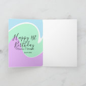 Happy 1st birthday pink green blue acrylic pour kaart (Binnen)