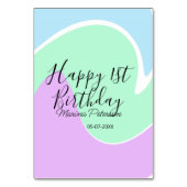 Happy 1st birthday pink green blue acrylic pour  kaart (Achterkant)