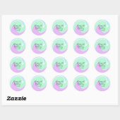 Happy 1st birthday pink green blue acrylic pour  ronde sticker (Vel)