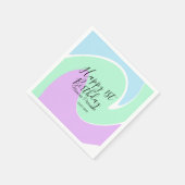 Happy 1st birthday pink green blue acrylic pour  servet (Hoek)