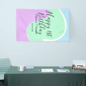 Happy 1st birthday pink green blue acrylic pour  spandoek (Beurs)
