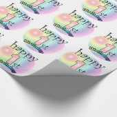 Happy 1st Birthday (roze) Cadeaupapier (Hoek)