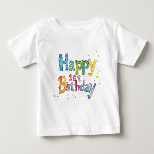 Happy 1st Birthday – Schattige tekstontwerp voor k (Voorkant)
