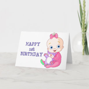**HAPPY 1st BIRTHDAY" SPECIAAL MEISJE Kaart
