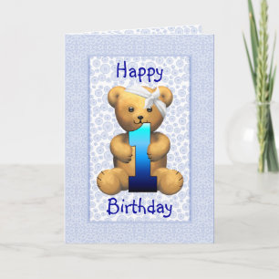 Happy 1st Birthday Teddy Bear Kaart