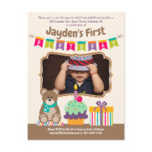 Happy 1st Birthday Teddybeer Cupcake Bunting Foto