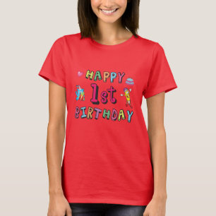 Happy 1st Birthday voor 1 jaar oude Kinder B-day w T-shirt
