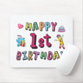 Happy 1st Birthday voor 1 jaar oude Kinderen B-dag Muismat (Met muis)