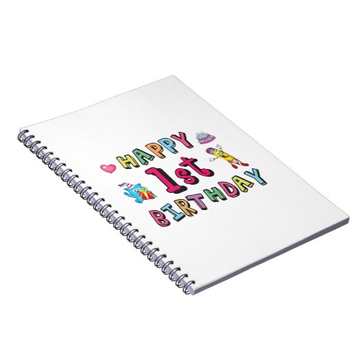 Happy 1st Birthday voor 1 jaar oude Kinderen B-dag Notitieboek (Rechterzijde)