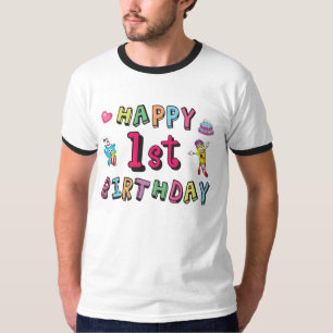 Happy 1st Birthday voor 1 jaar oude Kinderen B-dag T-shirt