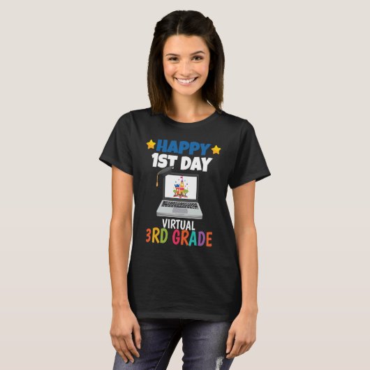 Happy 1st Day Virtual 3rd Grade T-shirt (Voorkant volledig)