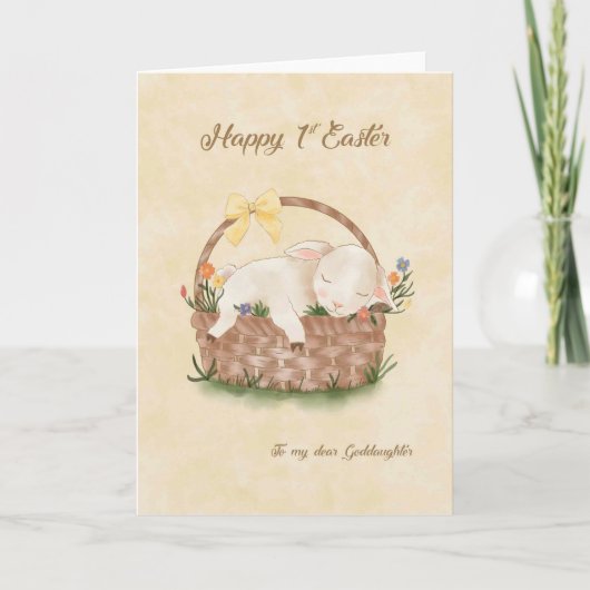 Happy 1st Easter Bunny in Basket Goddaughter Kaart (Voorkant)