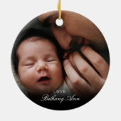 Happy 1st Elegant Script-foto Keramisch Ornament (Achterkant)