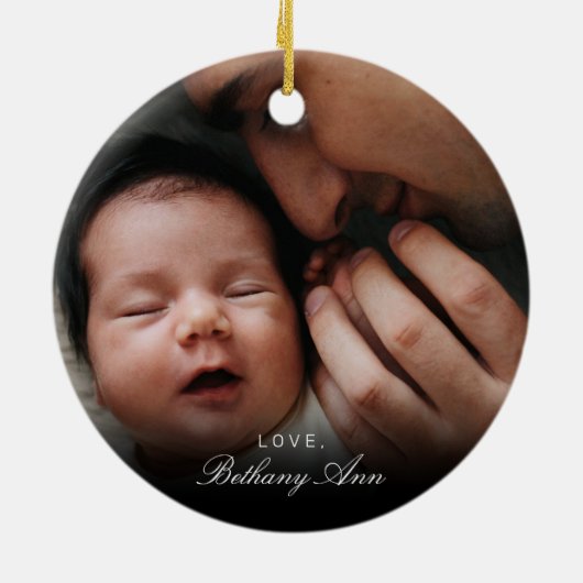 Happy 1st Elegant Script-foto Keramisch Ornament (Achterkant)