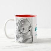 Happy 1st Fathers Dag 2 FotoTypografie Turquoise Tweekleurige Koffiemok (Links)