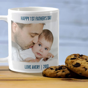 Happy 1st Fathers Dag 2 Gray-penseelstreek Koffiemok