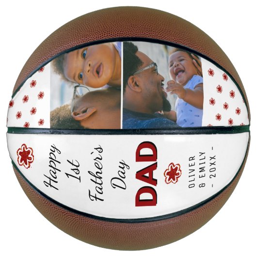 Happy 1st Father's Day Dad Keepomwille 2 Foto Basketbal (Voorkant)