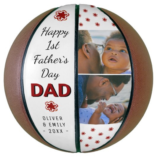 Happy 1st Father's Day Dad Keepomwille 2 Foto Basketbal (Verticaal)