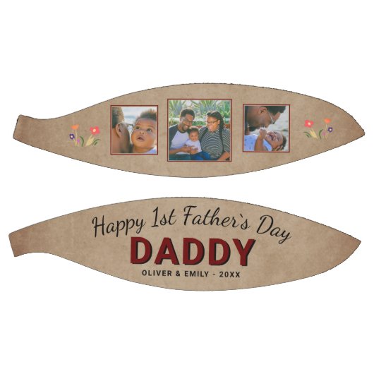 Happy 1st Father's Day Dad Keepomwille 3 Foto Basketbal (Panelen)