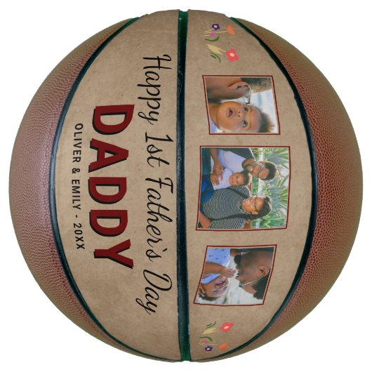 Happy 1st Father's Day Dad Keepomwille 3 Foto Basketbal (Verticaal)