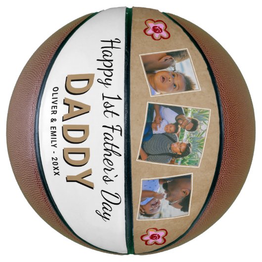 Happy 1st Father's Day Dad Keepomwille 3 Foto Basketbal (Verticaal)