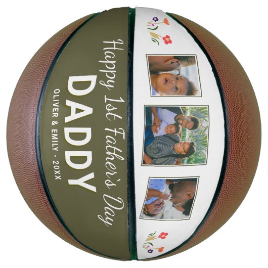 Happy 1st Father's Day Dad Keepomwille 3 Foto Basketbal (Verticaal)