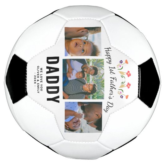 Happy 1st Father's Day Dad Keepomwille 3 Foto Voetbal (Gedraaid)