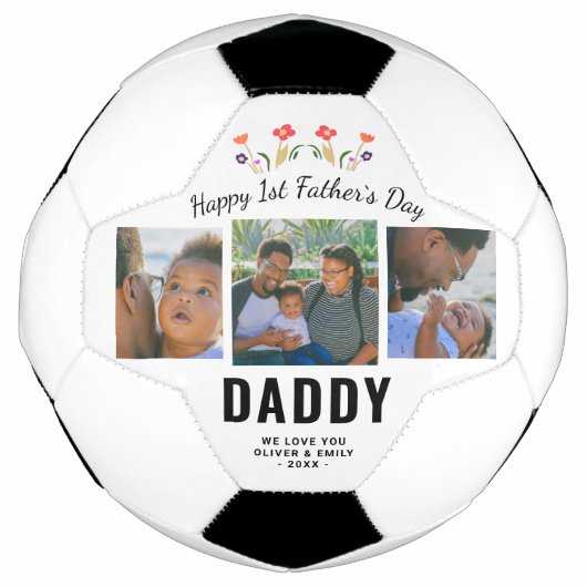 Happy 1st Father's Day Dad Keepomwille 3 Foto Voetbal (Voorkant)