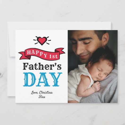Happy 1st Fathers Day Moderne Typografie-fotokaart (Voorkant)