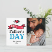 Happy 1st Fathers Day Moderne Typografie-fotokaart (Staand voorkant)