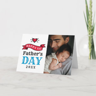 Happy 1st Fathers Day Typografie Foto Kaart