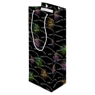 Happy 1st Jubileum Fireworks Wine Gift Bag Wijn Cadeautas