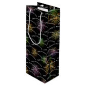 Happy 1st Jubileum Fireworks Wine Gift Bag Wijn Cadeautas (Voorkant Gekanteld)
