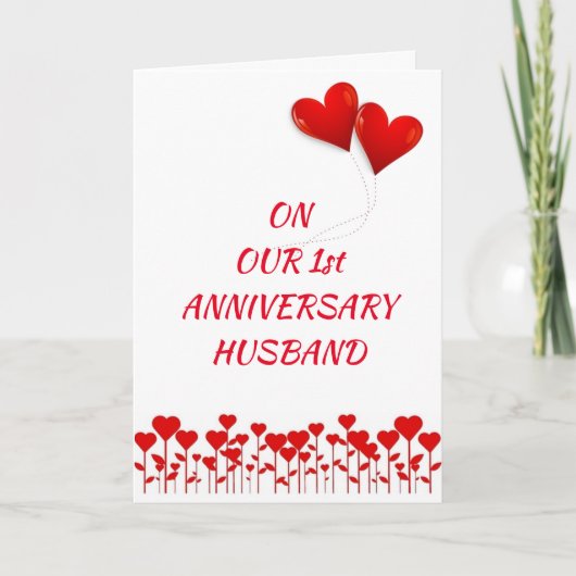 **HAPPY 1st JUBILEUM HUSBAND** CELEBRATE "US" Kaart (Voorkant)