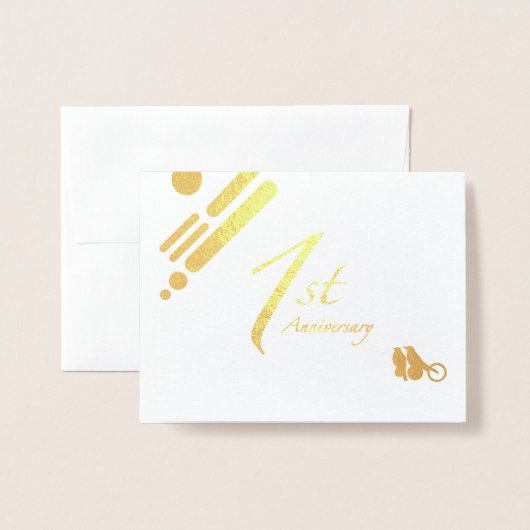 Happy 1st Jubileum Mod Birds Folie Kaarten (Voorkant met envelop)