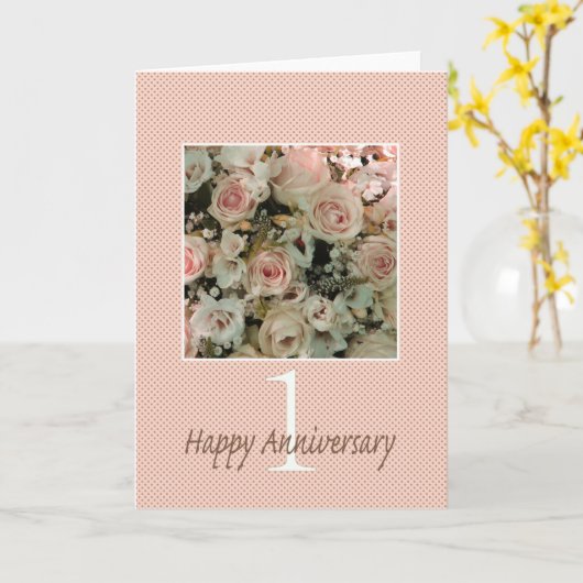 Happy 1st Jubileum rozen Kaart (Gele Bloem)