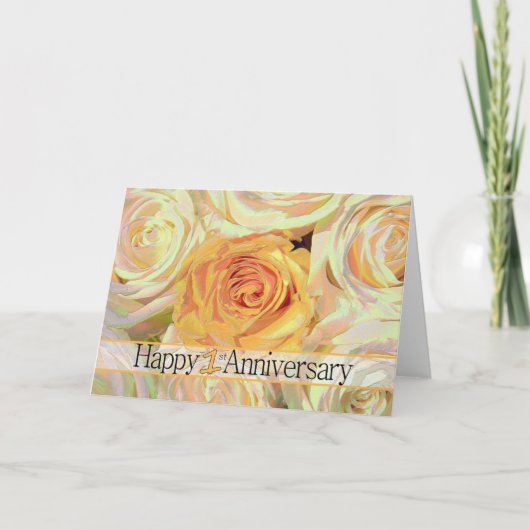 Happy 1st Jubileum rozen Kaart (Voorkant)