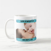 Happy 1st Moederdag 2 Foto Aqua Borstelslag Koffiemok (Links)