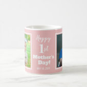 Happy 1st Moederdag 2 Foto Collage Baby Roze Koffiemok (Center)