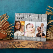 Happy 1st Moederdag 3 Photo Collage Grijs Hout Fotoplaat (Zijkant)