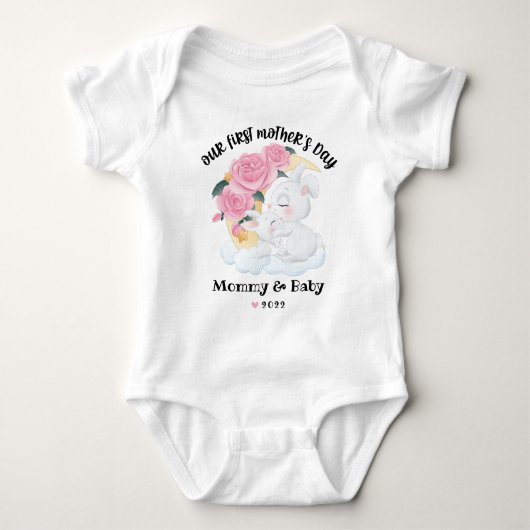 Happy 1st Moederdag Baby Bodysuit (Voorkant)