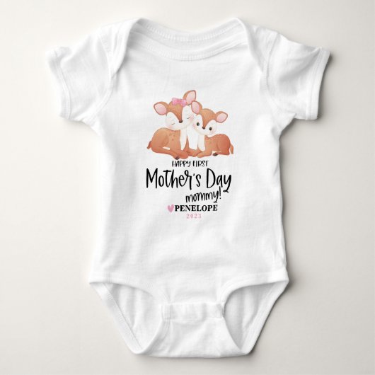 Happy 1st Moederdag Baby Bodysuit met naam (Voorkant)
