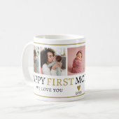 Happy 1st Moederdag Black en Gold 5 foto Koffiemok (Voorkant links)