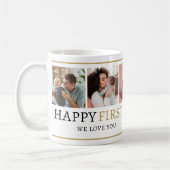 Happy 1st Moederdag Black en Gold 5 foto Koffiemok (Links)