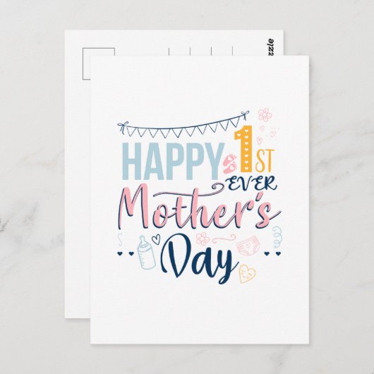 Happy 1st Moederdag Cute New Mam Briefkaart (Voorkant / Achterkant)