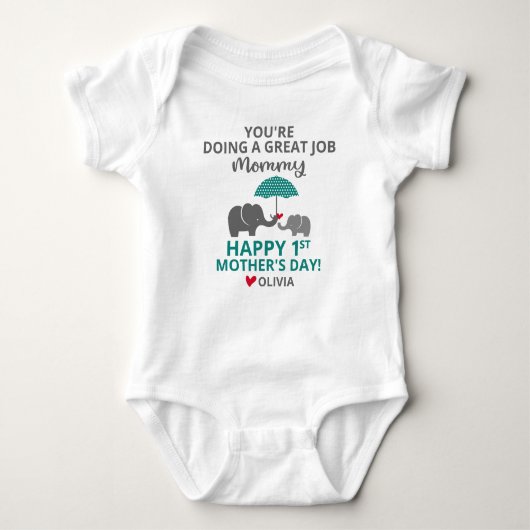 Happy 1st Moederdag Elephant Romper (Voorkant)